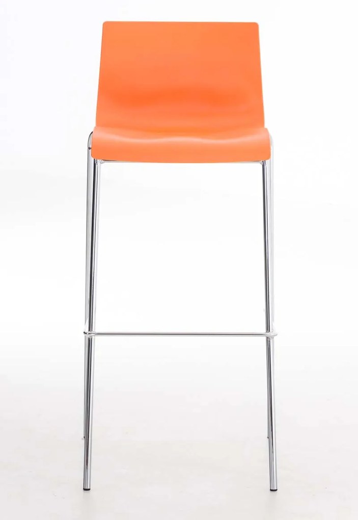 Barová stolička Hoover - plast, kovové nohy chróm - Oranžová