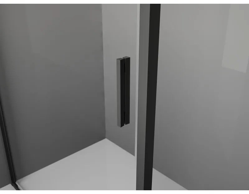 Mexen Exo, sprchovací kút s posuvnými dverami 150 x 90 cm, 6mm číre sklo, čierny profil, 8151-150-090-70-00