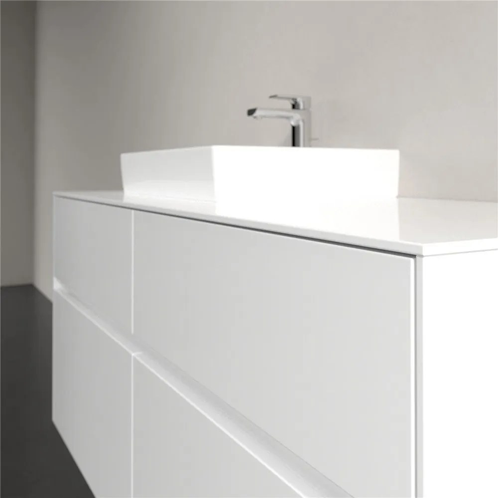 VILLEROY &amp; BOCH Collaro závesná skrinka pod umývadlo na dosku (umývadlo vľavo), 4 zásuvky, 1200 x 500 x 548 mm, Glossy White, C07100DH