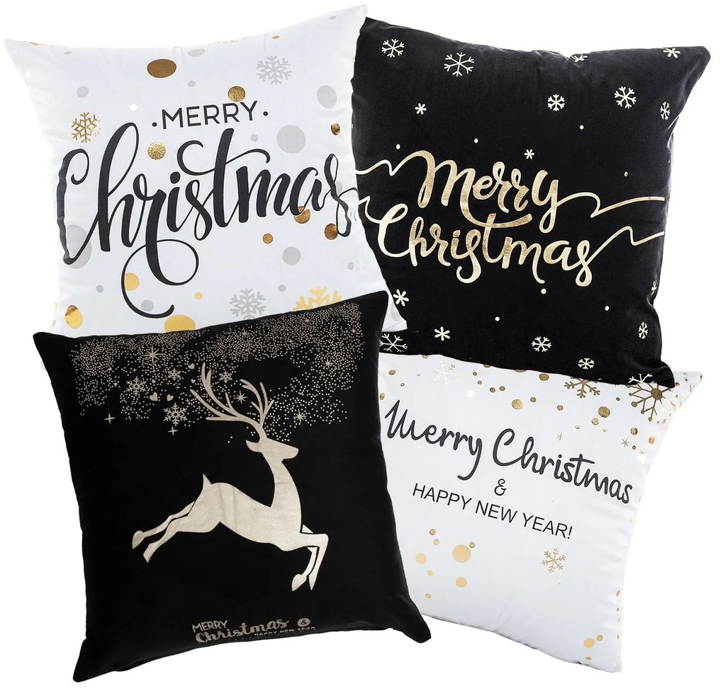 Vánoční povlak na polštář Merry Christmas I. 45x45 cm bílý/zlatý