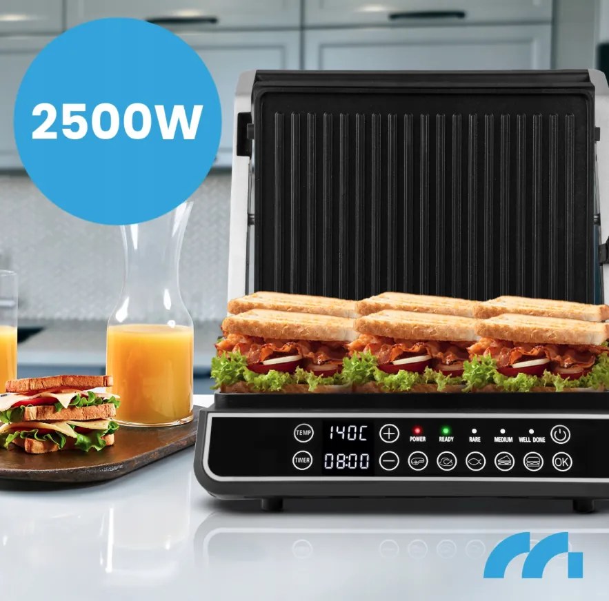 Elektrický kontaktný gril SM5000W-PRO s LED displejom – 2500 W