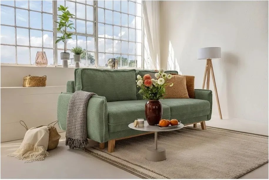 Svetlozelená menčestrová rozkladacia pohovka 218 cm Tori – Bonami Selection