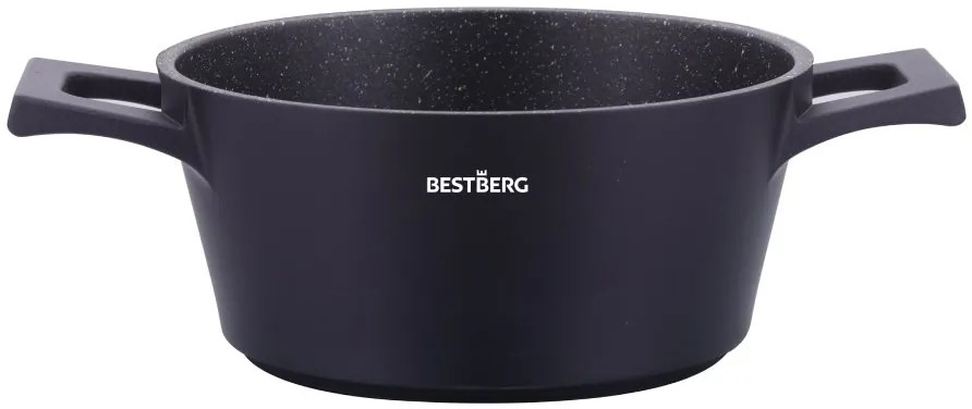 bestBerg BBN-1014BK 14-dielna prémiová súprava riadu s nepriľnavým mramorovým povrchom / čierna