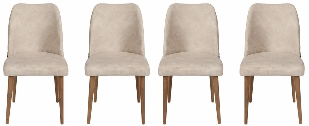 Sada jedálenských stoličiek Nova Cream and Walnut, 4 ks, 4 ks