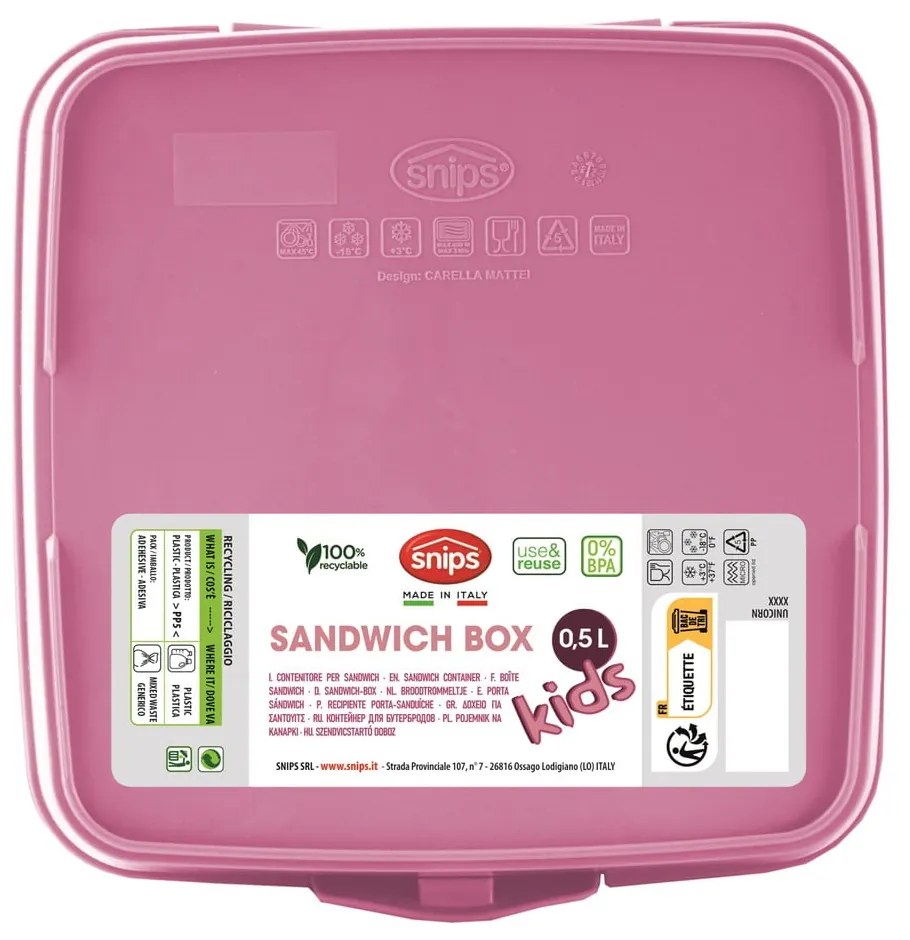 Ružový detský desiatový box Unicorn – Snips