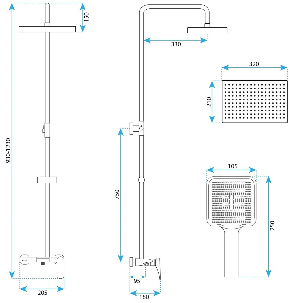 Rea Joe, sprchový set s ručnou a hlavovou sprchou, zlatá matná, REA-P5656