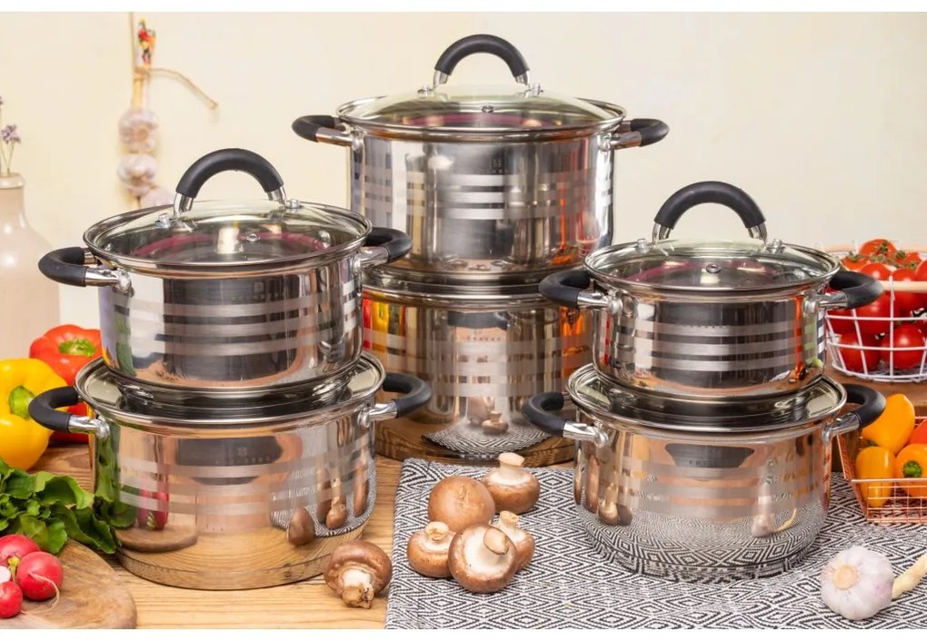 Sada hrncov - strieborná - 12 ks