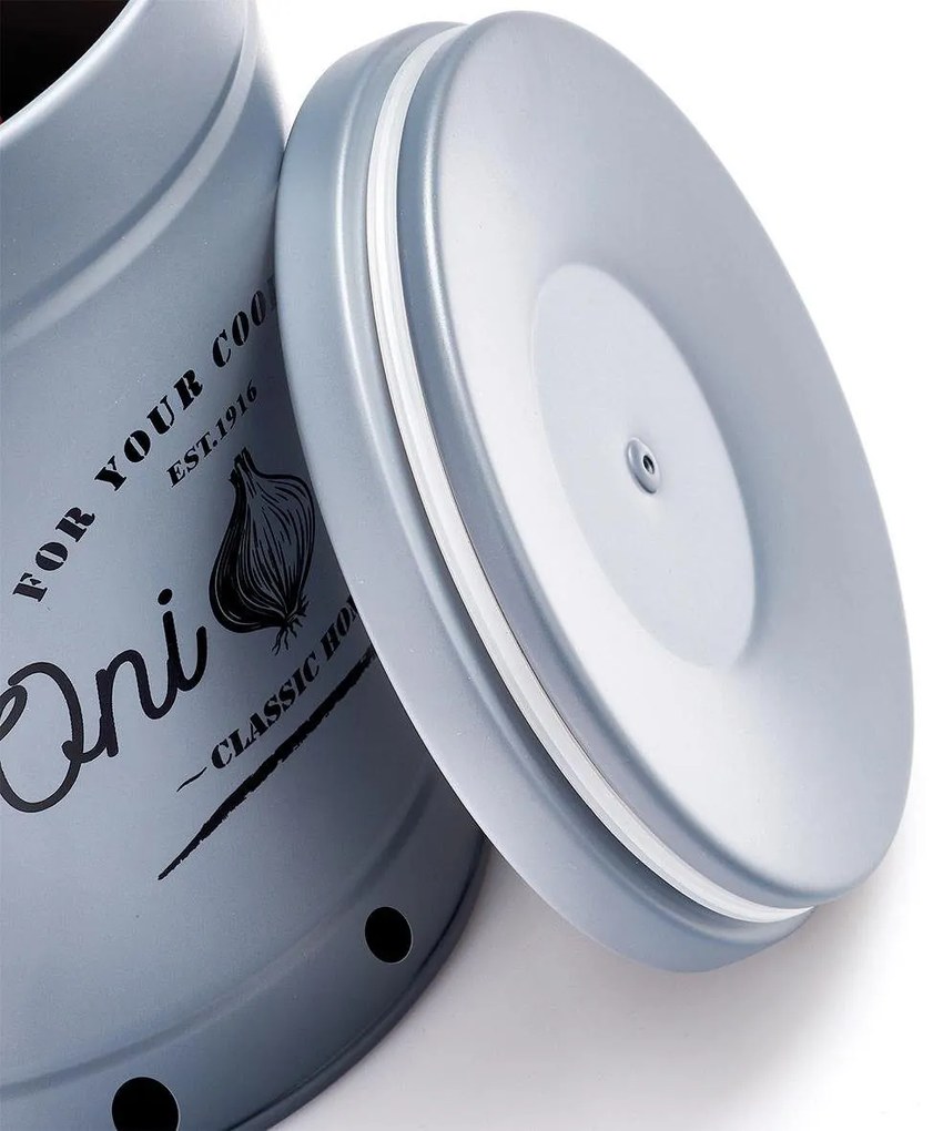 Orion Plechová dóza na cibuľu, s vetraním, pastelová modrá, RETRO