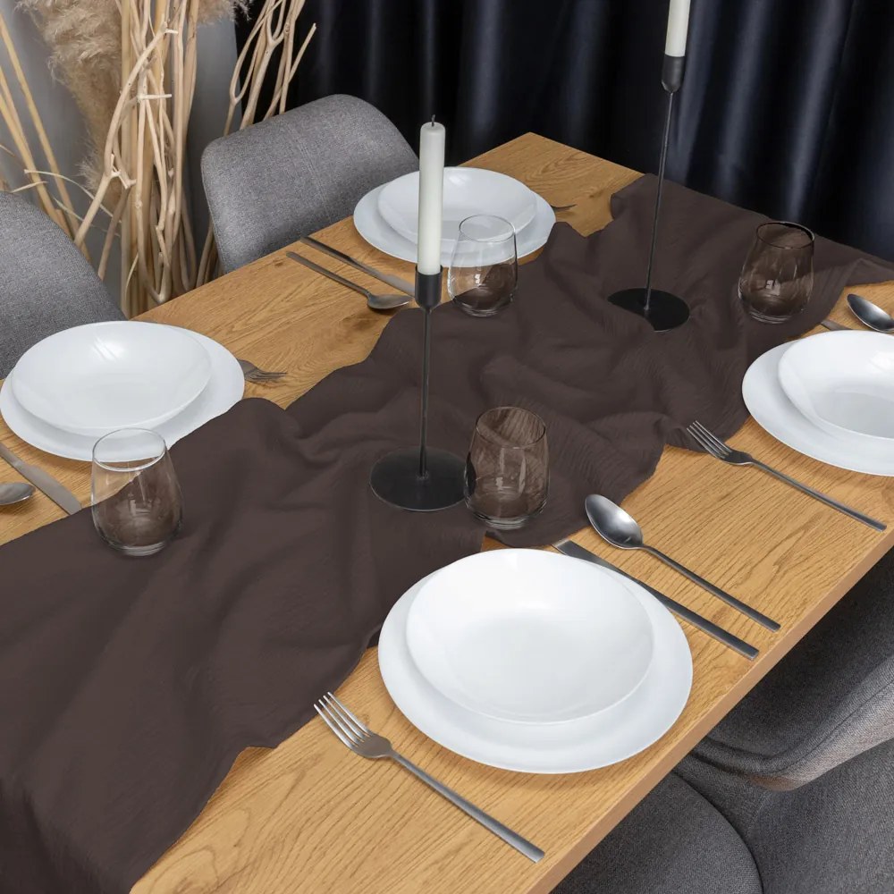 Biante Mušelínový behúň na stôl MSN-069 Kakaovo hnedý 35x180 cm