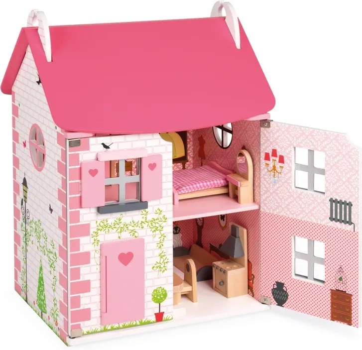 Janod Drevený domček pre bábiky - 11 ks nábytku