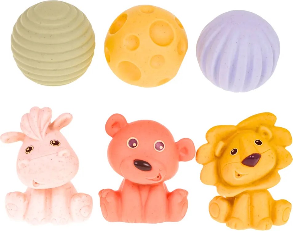 LEAN Toys Sada mäkkých senzorických vzdelávacích kociek EKO Gumové zvieratká 18 el.