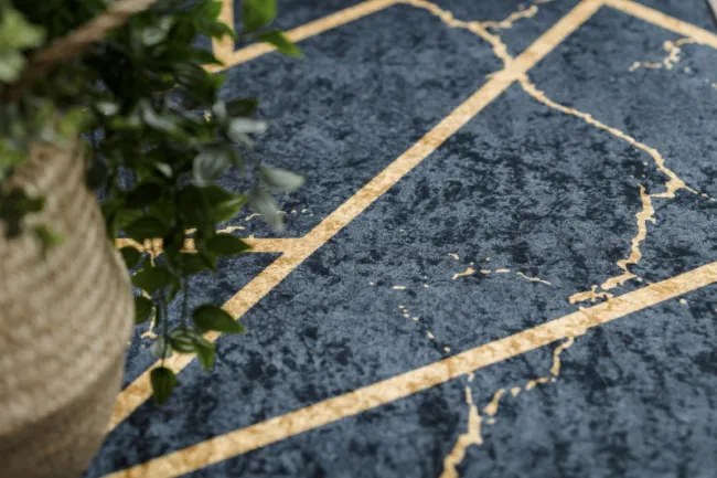 Koberec protišmykový ANDRE 1222 Marmur, geometrický - čierny