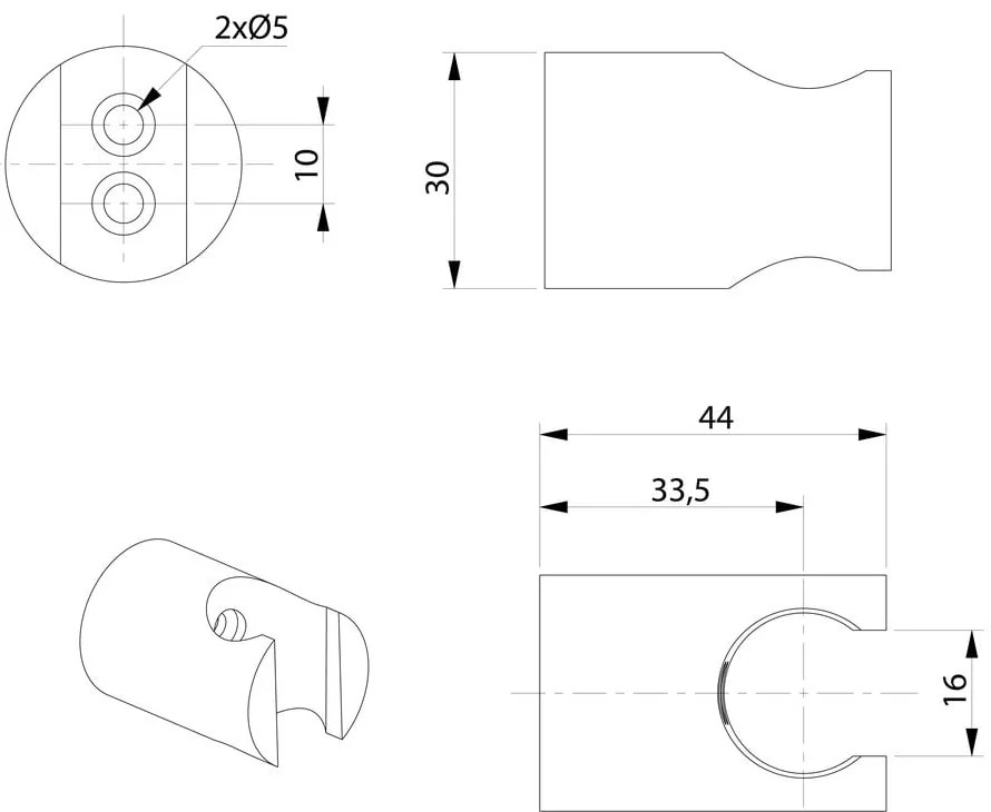 Mosadzný držiak na sprchovú hlavicu v zlatej farbe ø 3 cm – Sapho