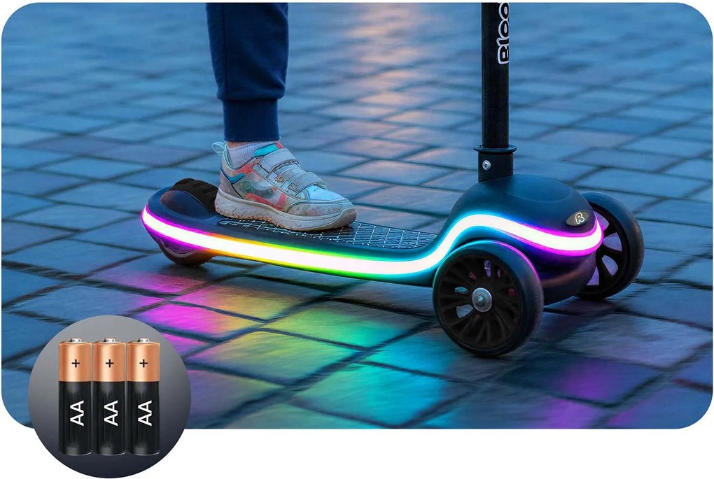 Ricokids Leddi LED balančná Kolobežka pre deti - čierna