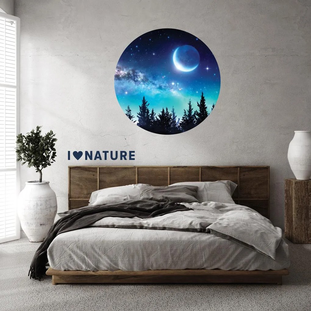 Samolepky na stenu - Vesmírny les s nápisom