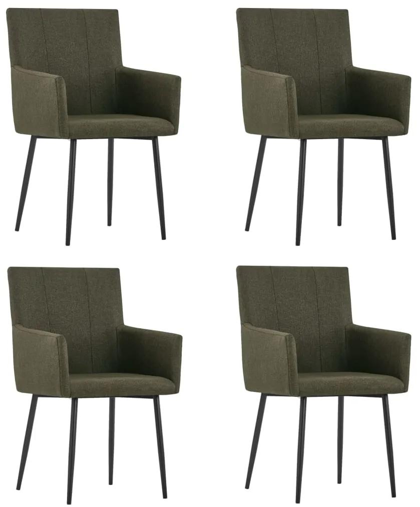 Jedálenské stoličky s opierkami 4 ks, hnedé, látka