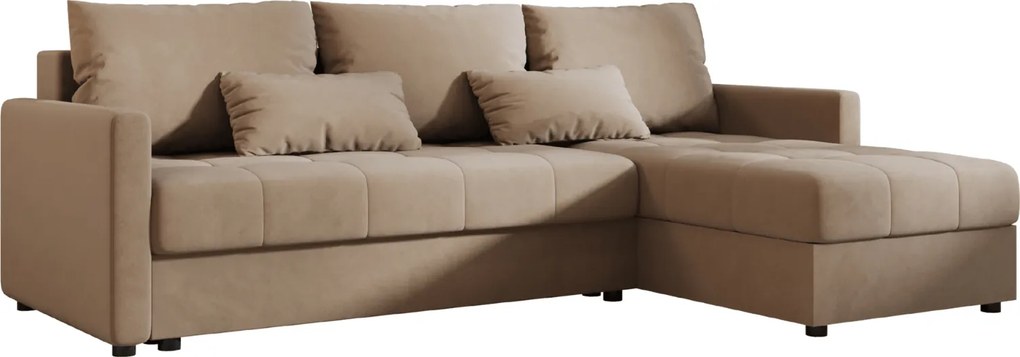 Rozkladacia obojstranná sedacia súprava do L VENORIA 220x143 cm, béžová + 2 vankúšiky ZDARMA