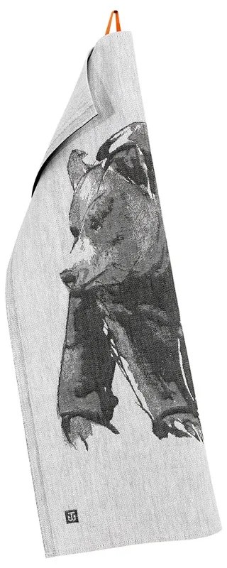 Ľanová utierka Karhu 46x70, sivo-čierna