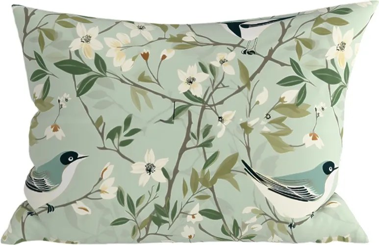 Polybavlnená obliečka na vankúš FLORIBIRD POLY 50x70 cm, zelená