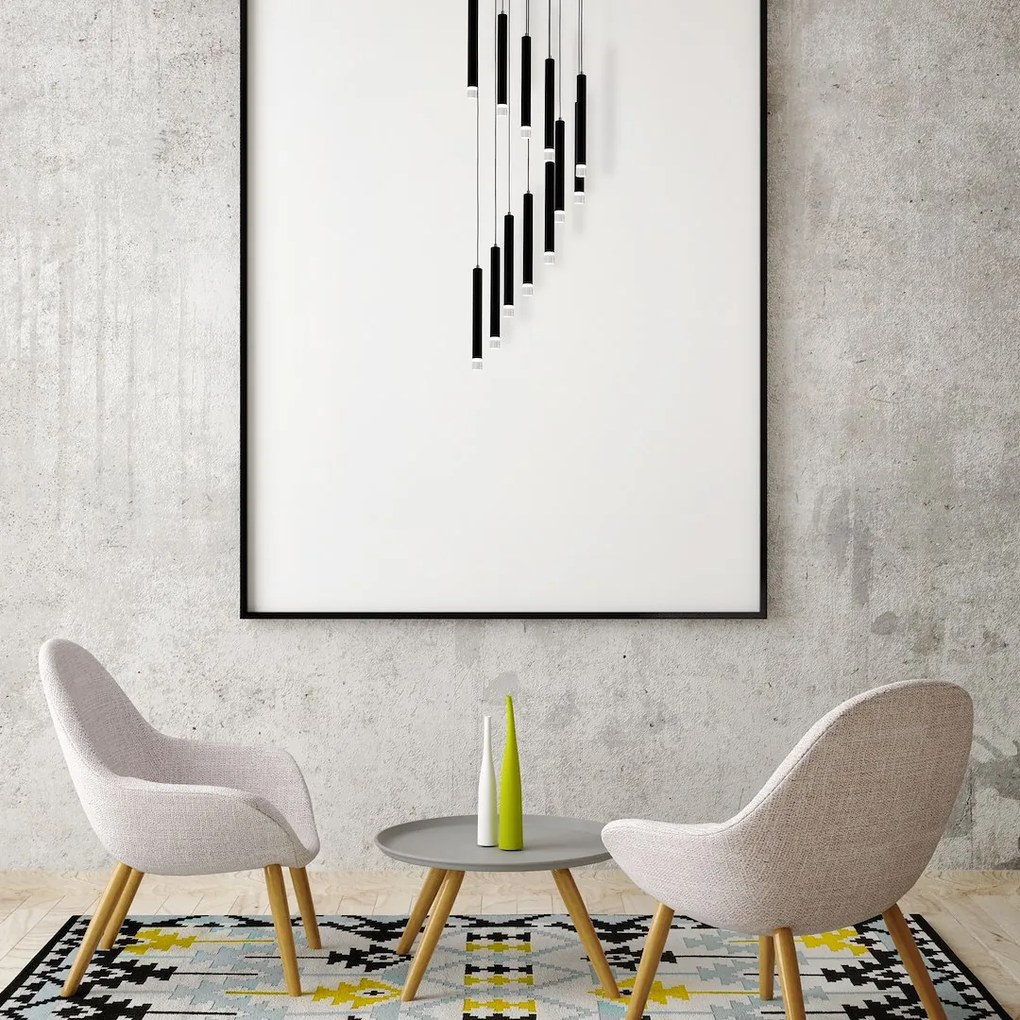 Závesné svietidlo Carbon, 12x biele kovové tienidlo, b