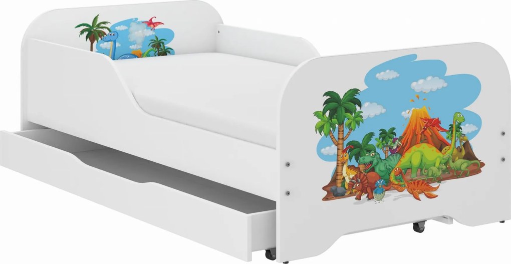 Wooden Toys Detská posteľ MIKI 140x70 DINO WORLD