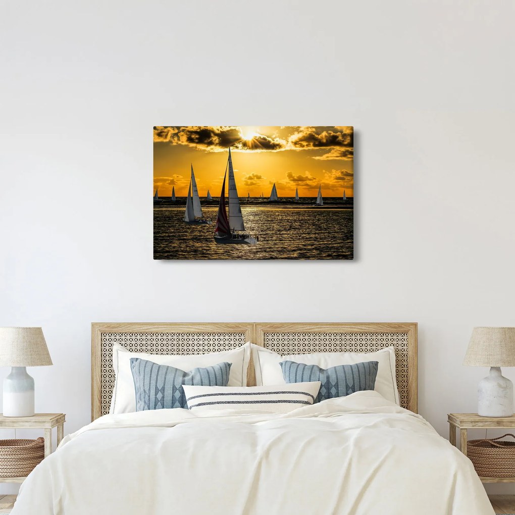 Obraz jachty v západe slnka (90x60 cm)
