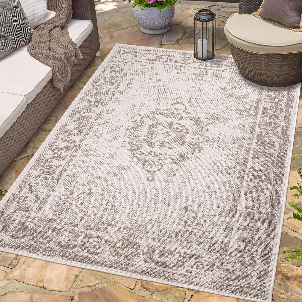 Dekorstudio Obojstranný koberec na terasu DuoRug 5577 - béžový Rozmer koberca: 80x150cm
