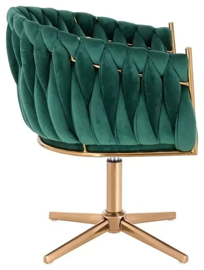 LuxuryForm DESIGN Stolička NORDEN VELUR na zlatom kríži - zelená