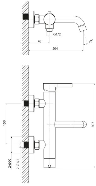 Sapho - Vaňová batéria ICONIC matná čierna