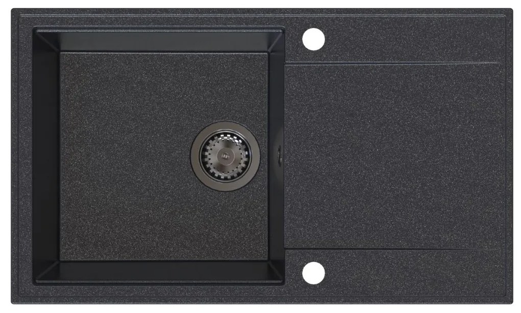 Sink Quality Sink55, kuchynský granitový drez 780x460x215 mm + grafitový sifón, čierna škvrnitá, SKQ-SINK.B.1KDOL.XB