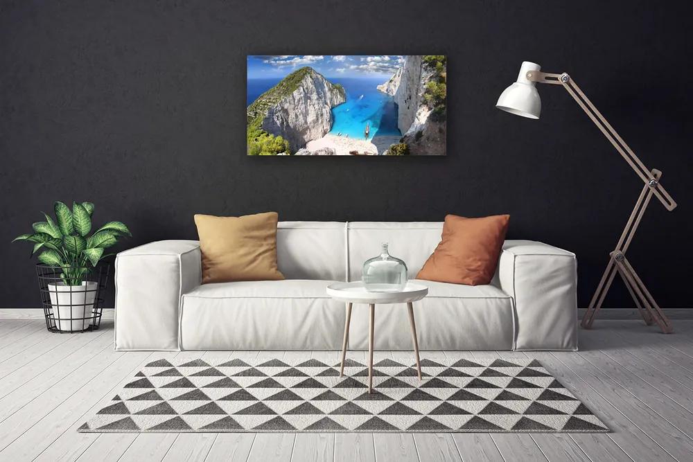 Obraz na plátne Záliv hora pláž krajina 120x60 cm