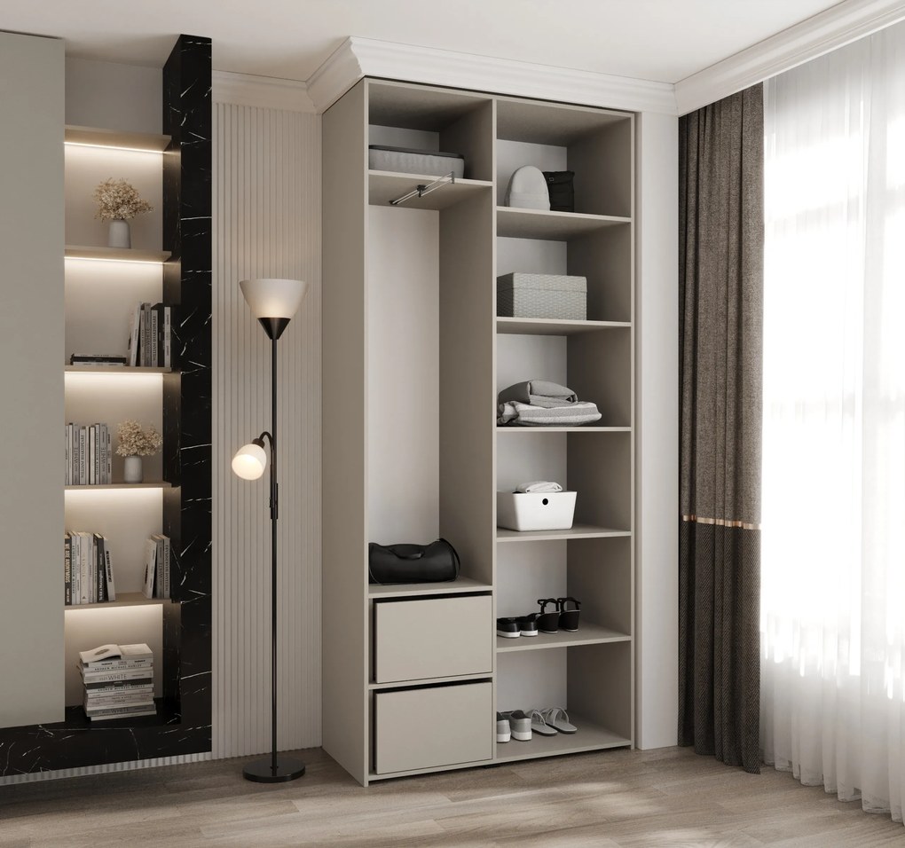 Šatníková skriňa 110 cm Carmela 40-1 (kašmír + čierna). Akcia -20%. Vlastná spoľahlivá doprava až k Vám domov. 1126507