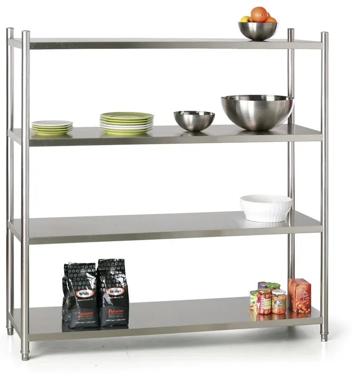 Nerezový policový regál, 1550 x 1790 x 470 mm, 4 police