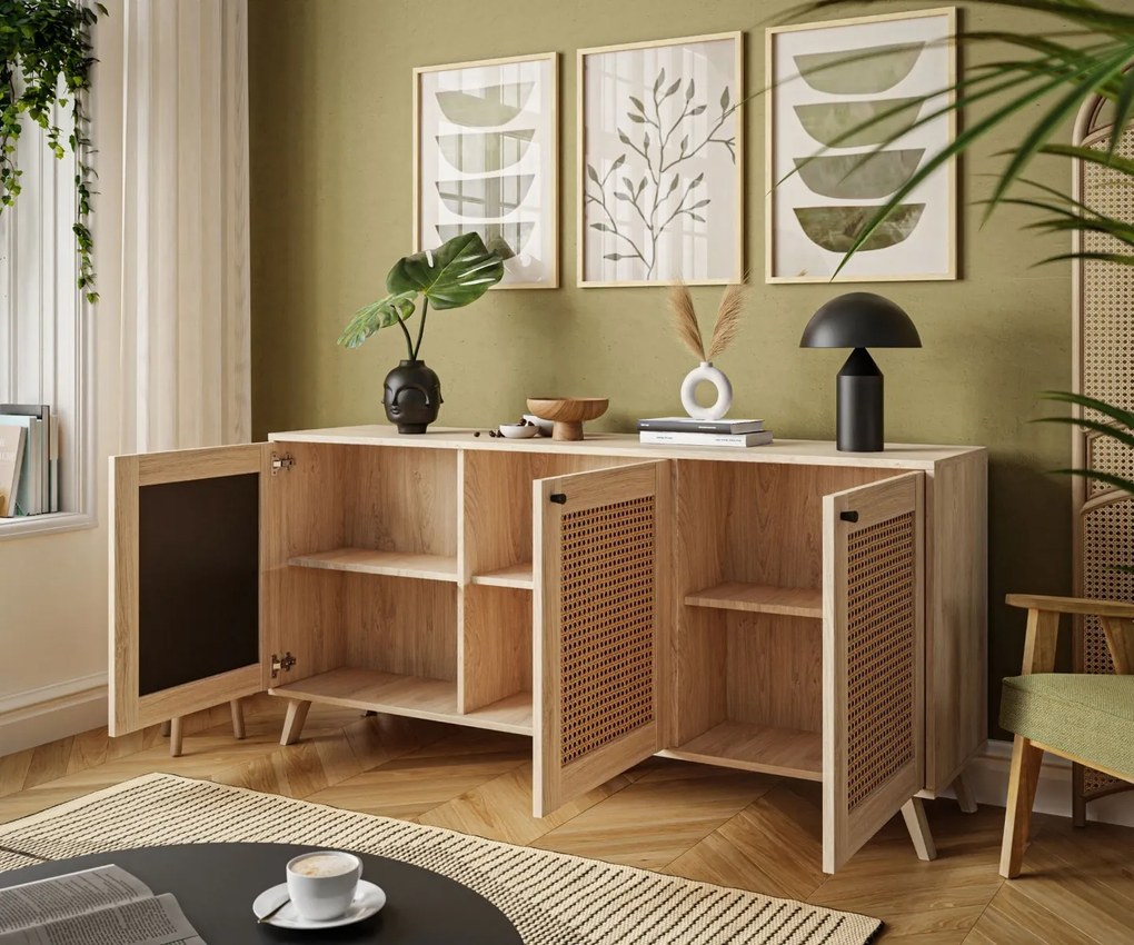 KOMODA THEO S VIEDENSKÝM VÝPLETOM DUB PUCCINI PVC 154 cm