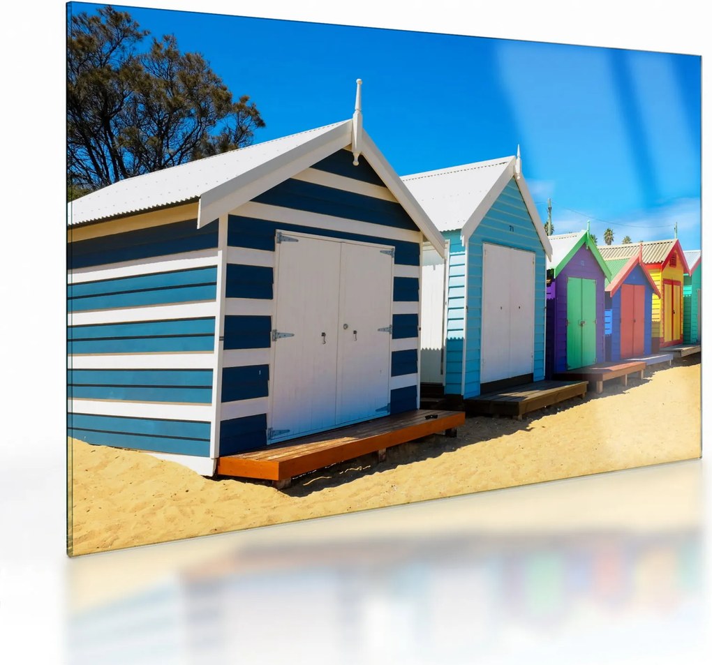 Sklenený obraz - Pláž Brighton, Melbourne, Austrália (70x50 cm)