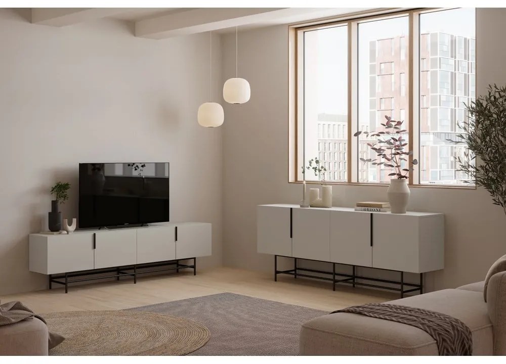 Krémová nízka komoda 200x77,5 cm Eldia – Marckeric