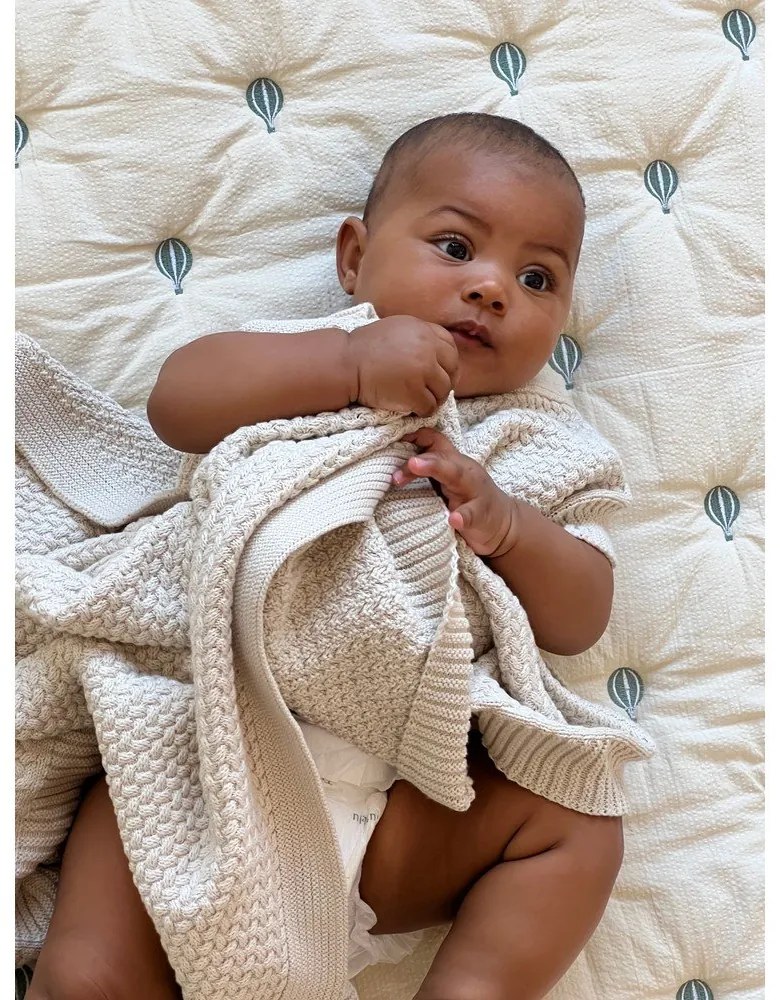 Svetložltá/modrá prešívaná detská deka z Bio bavlny 90x120 cm Balloon – Cam Cam Copenhagen