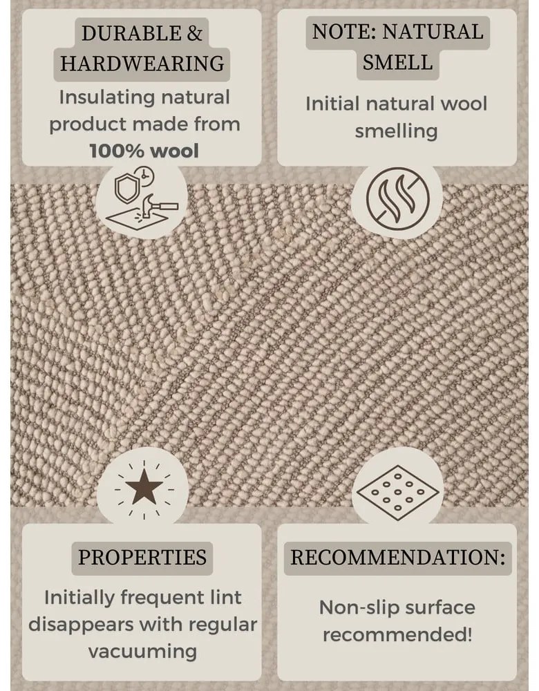 Béžový ručne tkaný vlnený koberec 160x230 cm Eleni Light Beige – Hanse Home