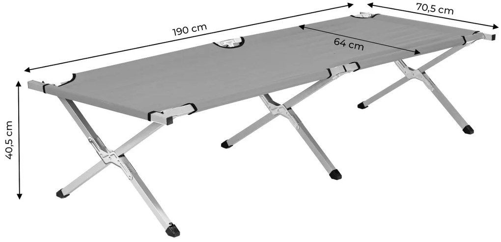 Skládací campingová postel Kanoe šedá