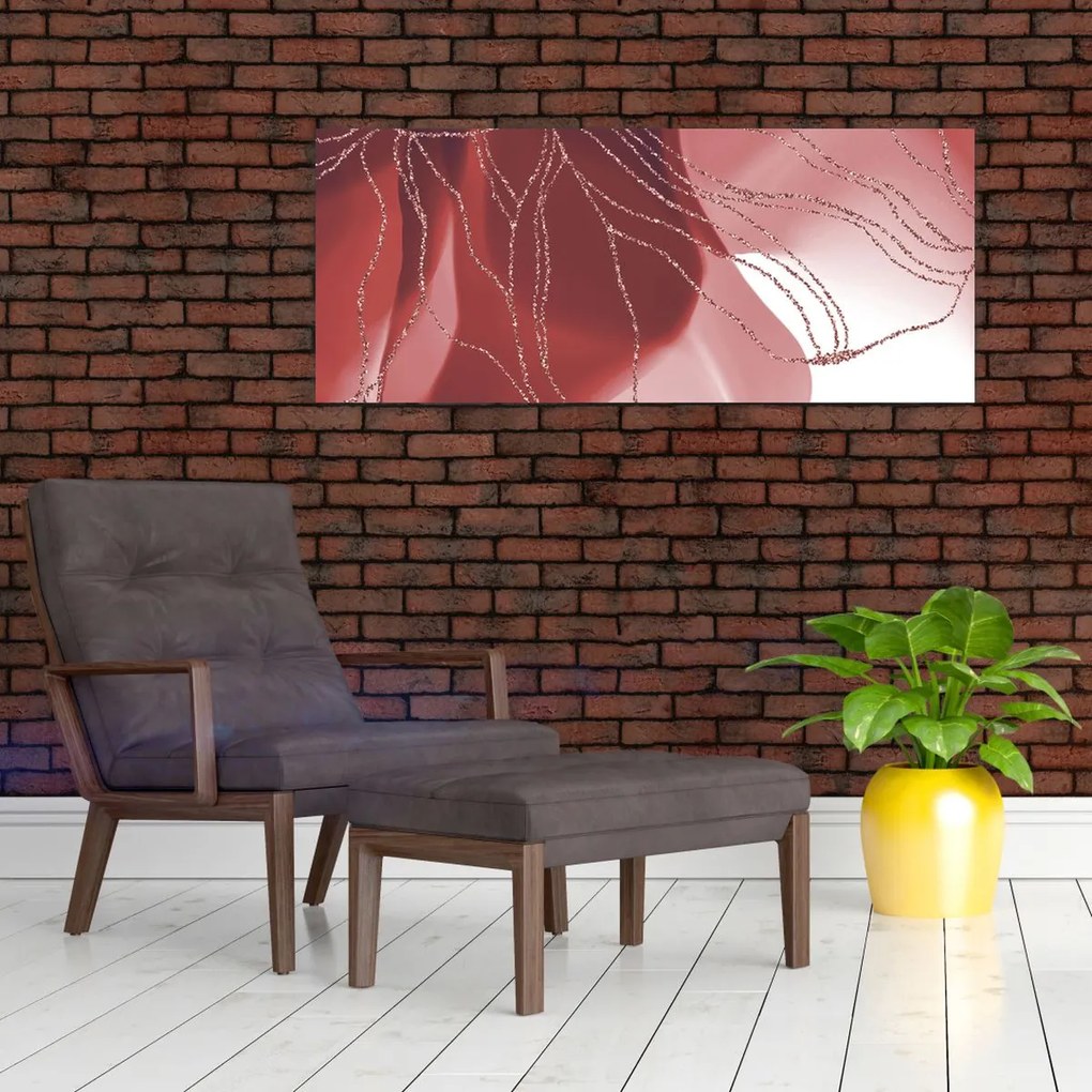 Obraz - Červená abstraktná kvetina N⁰1 (120x50 cm)