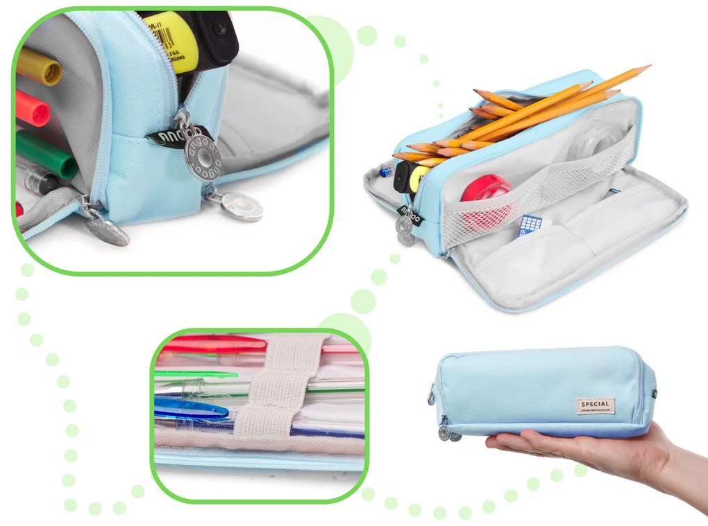 KIK Školský peračník trojité vrecúško toaletné puzdro 3v1 modrá