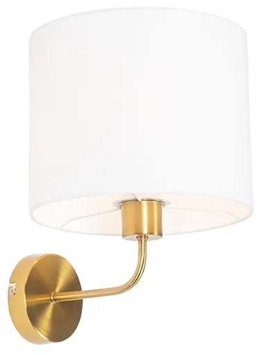 Klasická nástenná lampa zlatá s látkovým tienidlom biela - Cas