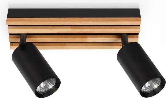 Brilagi - Bodové svietidlo SELE WOOD ACOUSTIC 2xGU10/30W/230V čierna/drevo