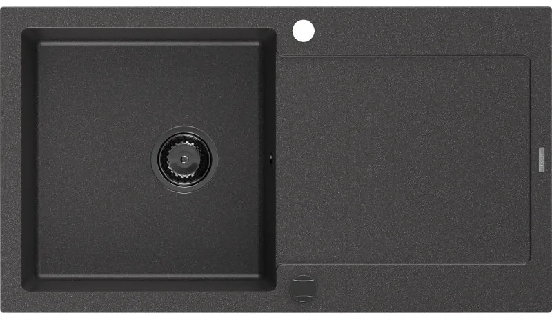 Mexen Leo, drez granitový 900x500x190 mm, 1-komorový, čierna škvrnitá s čierny sifónom, 6501901010-76-B