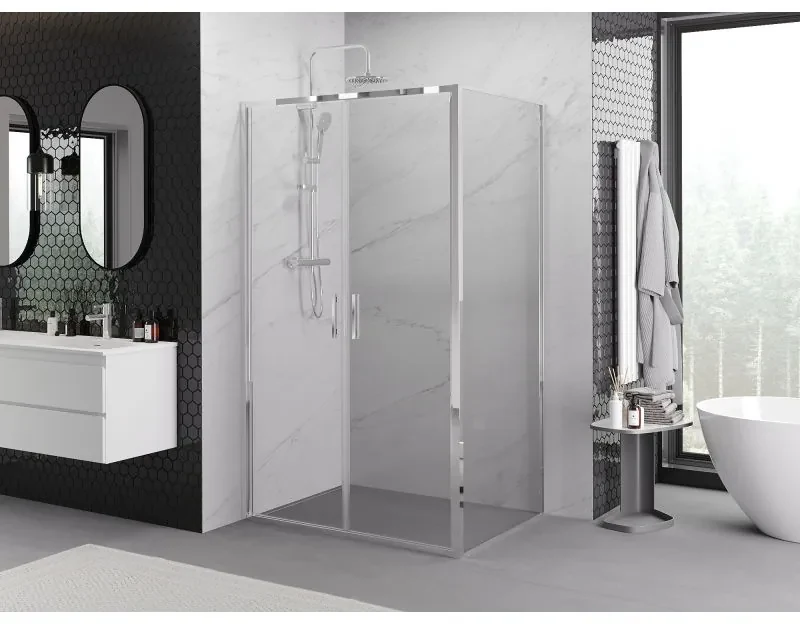 Mexen Exo, sprchovací kút s krídlovými dverami 80 x 95 cm, 6mm číre sklo, chrómový profil, 814-080-095-01-00