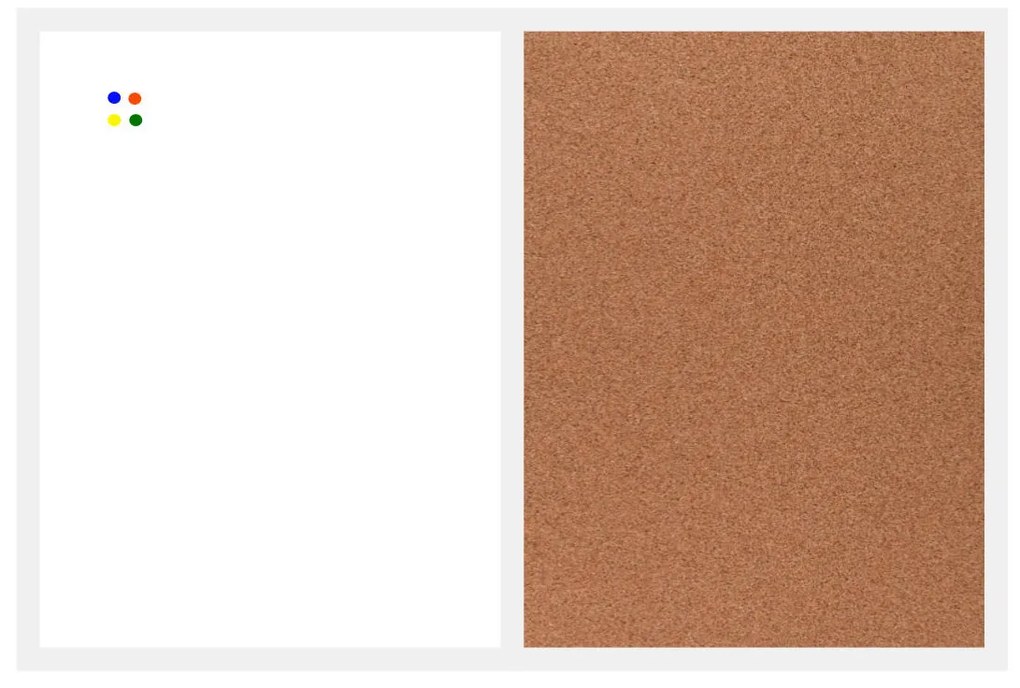 Toptabule.sk  Kombinovaná tabuľa biela v drevenom ráme + 6 farieb rámu 120x90 cm