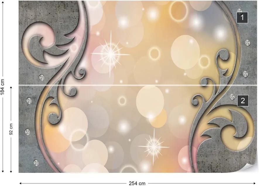 GLIX Fototapeta - 3D Ornamental Swirl Design Bokeh Vliesová tapeta  - 254x184 cm