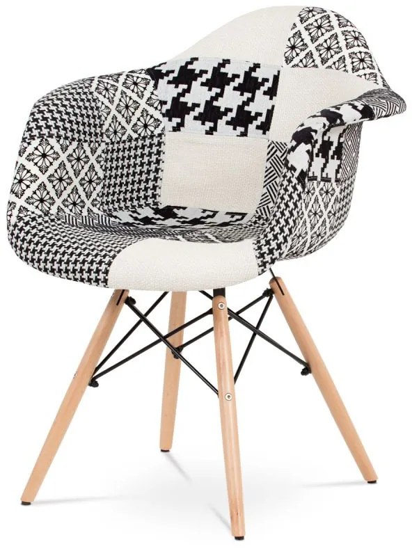 Retro stolička v žiadanom čierno-bielom prevedení patchwork