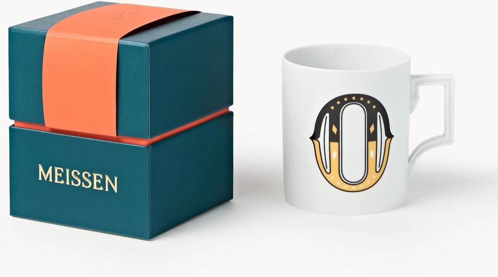 Westwing x MEISSEN, Ručne vyrobený hrnček's ozdobným motívom Initials