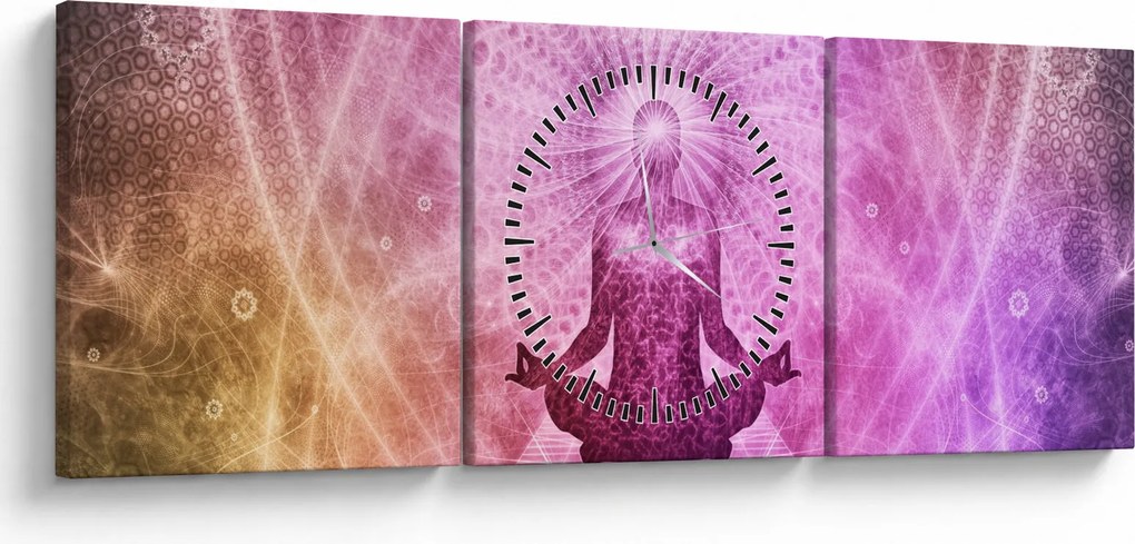 Obraz meditácie (s hodinami) (90x30 cm)